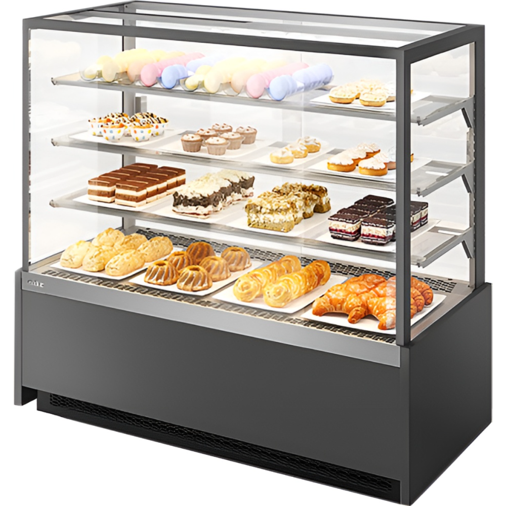 Витрина кондитерская Chilz VETE KUB LUX 130 серый матовый, шлифованная нержавейка