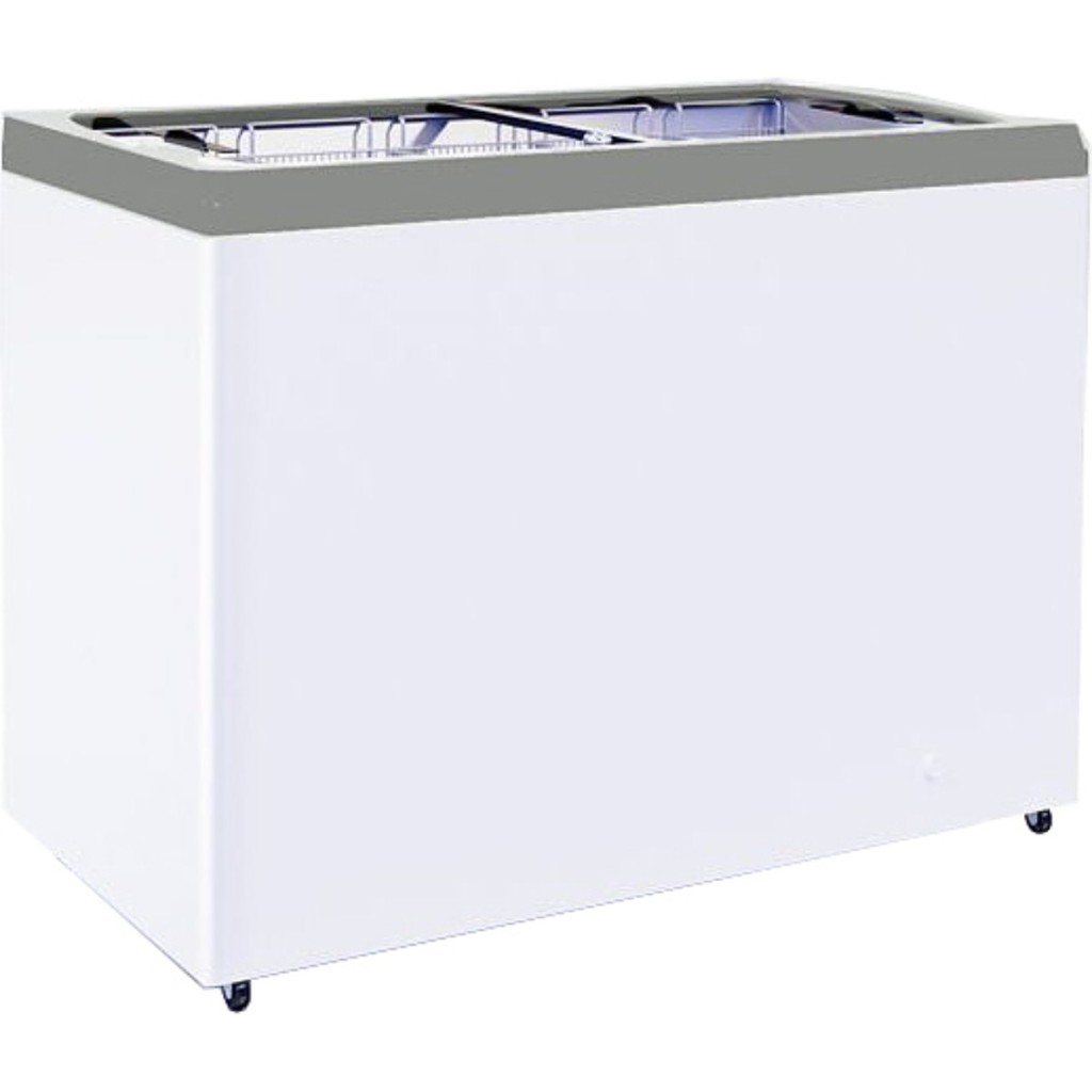 Ларь морозильный с прямым стеклом CRYSPI ЛВН 300 П (СF 300FQ) серый 4 корзины