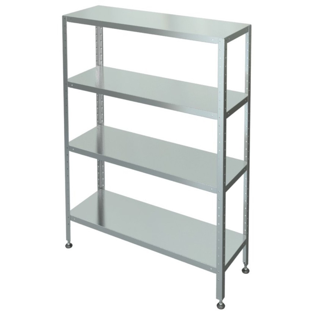 Стеллаж с 4-я сплошными полками МХМ С-4-0,3/1,5/1,8 (нержавейка) 